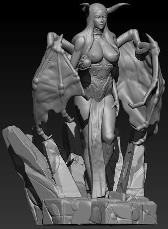Lilith female demon on rock 3D print model