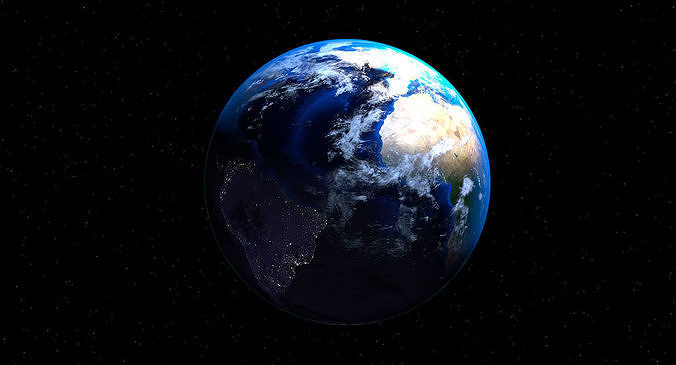 Realistic Earth in space Low-poly 3D model