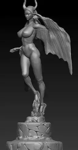 Harpy demon statue with wings