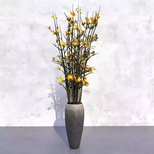 Yellow Forsythia in Vase