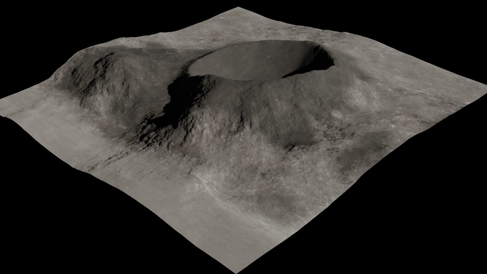 Lunar crater 3D Low-poly 3D model_5
