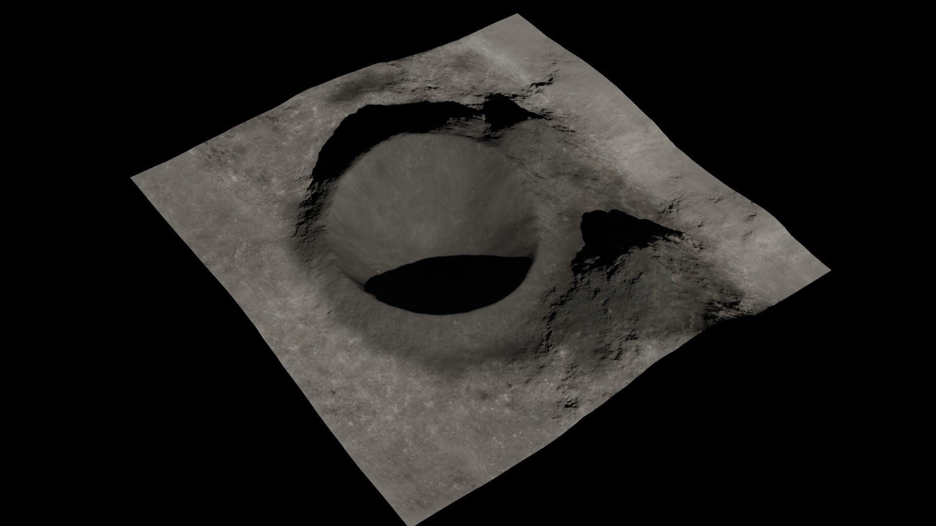 Lunar crater 3D Low-poly 3D model_2