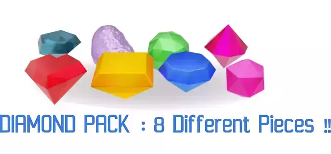  Diamonds Pack Low-poly 3D model