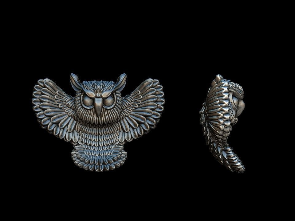 Owl pendant 3D print model 3D print model_16