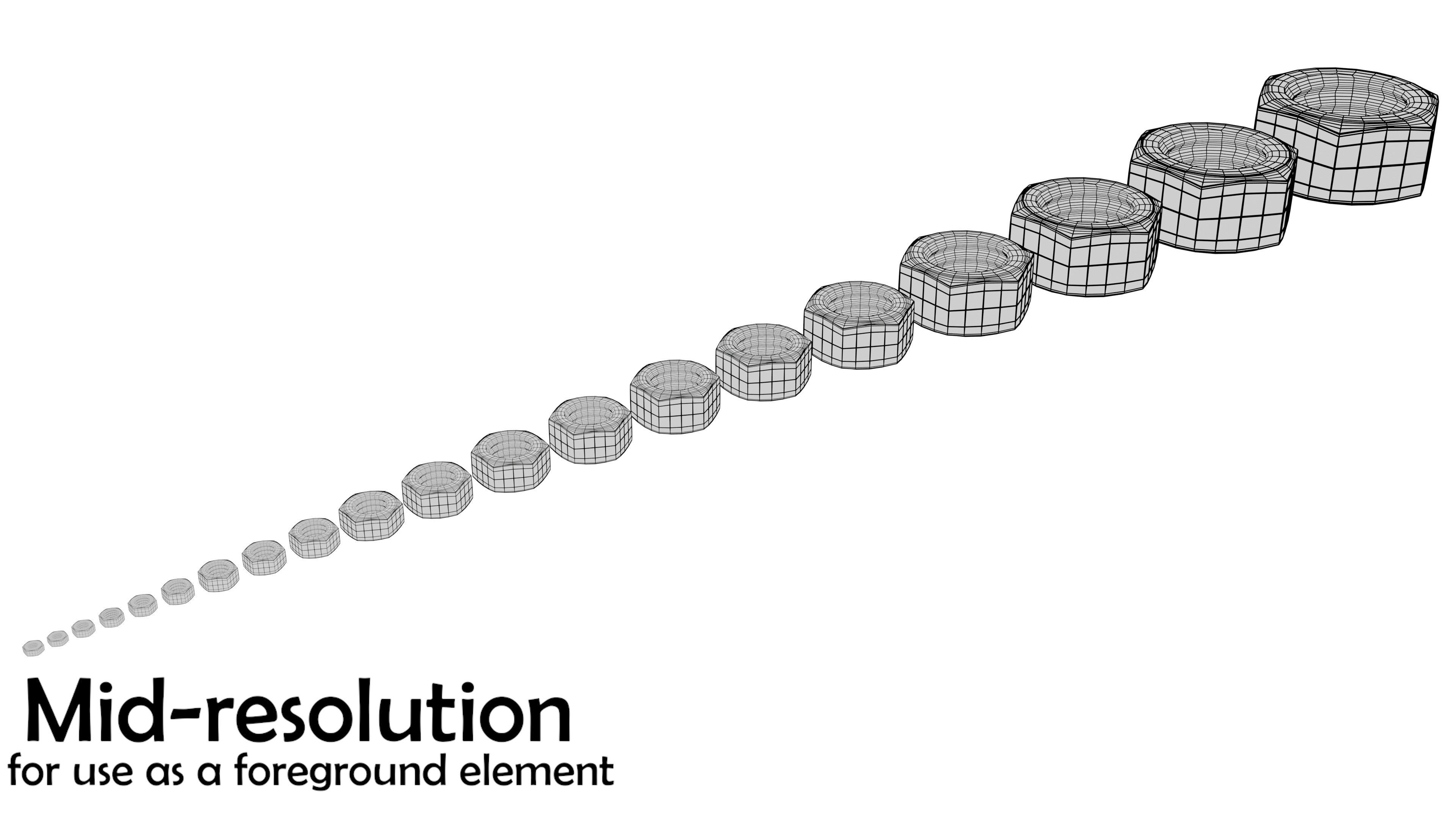 Nuts clean used dirty Low-poly 3D model_9