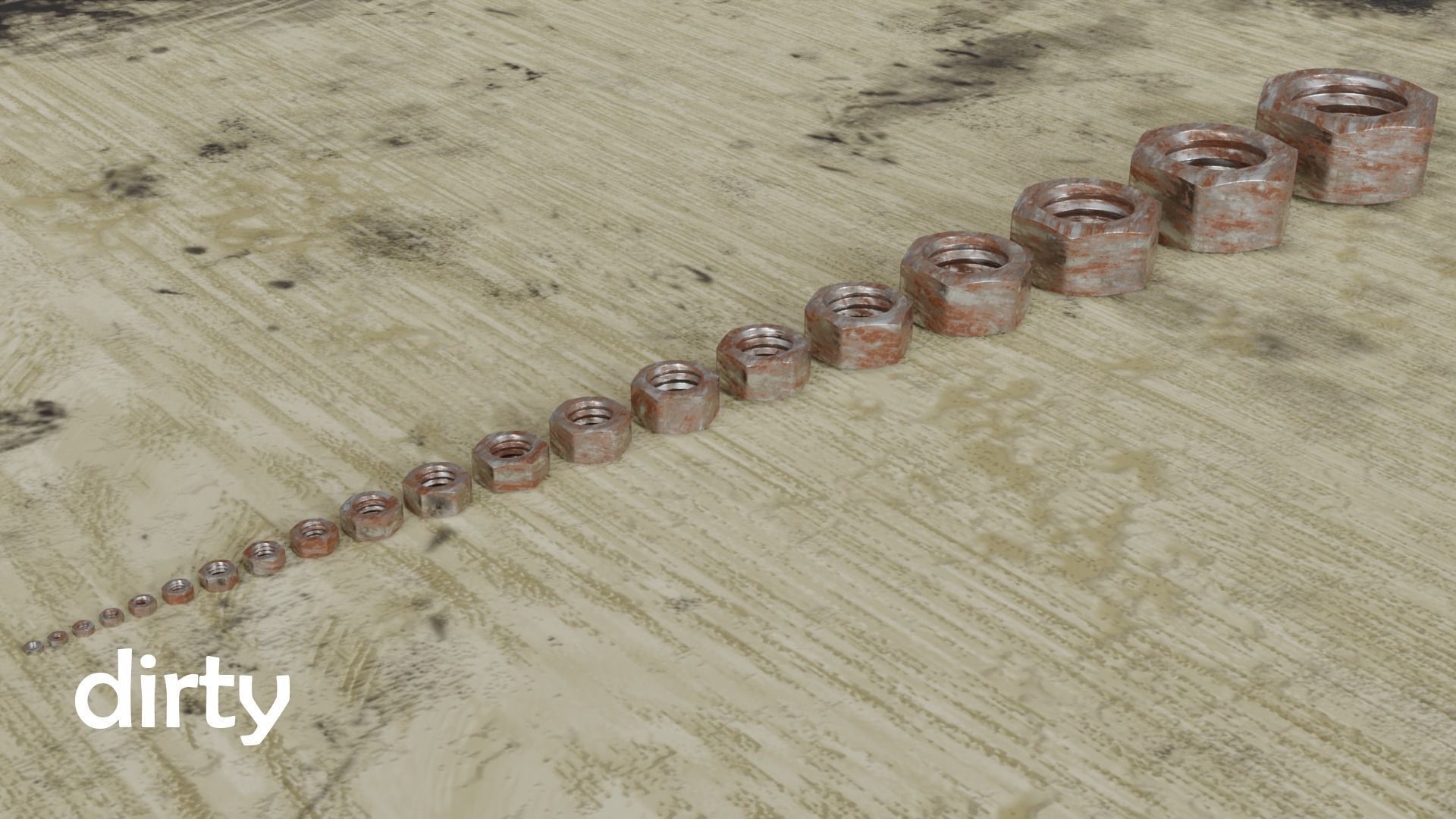 Nuts clean used dirty Low-poly 3D model_6