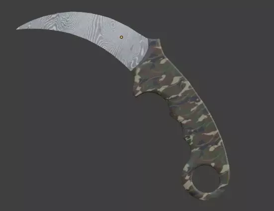 Karambit knife with camouflage pattern 3D model