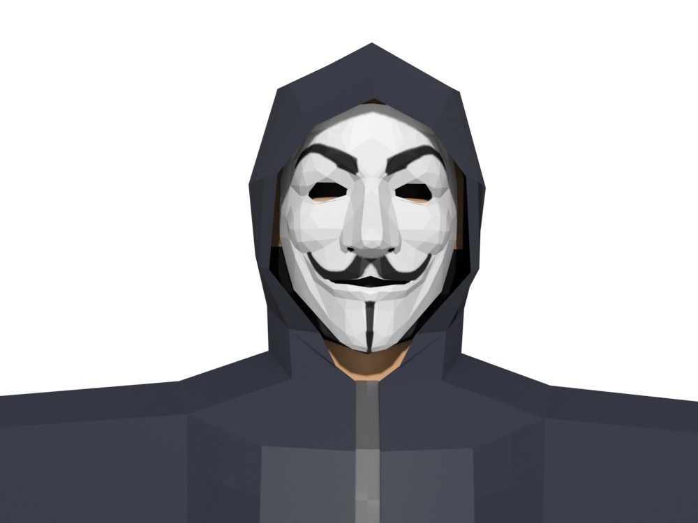 Low-Poly Hacker Anonymous Low Poly 3D rigged model Cartoon Low-poly 3D model_7