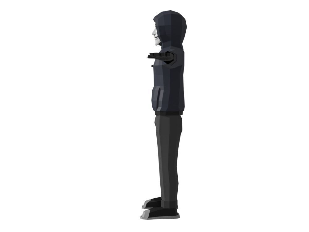 Low-Poly Hacker Anonymous Low Poly 3D rigged model Cartoon Low-poly 3D model_12