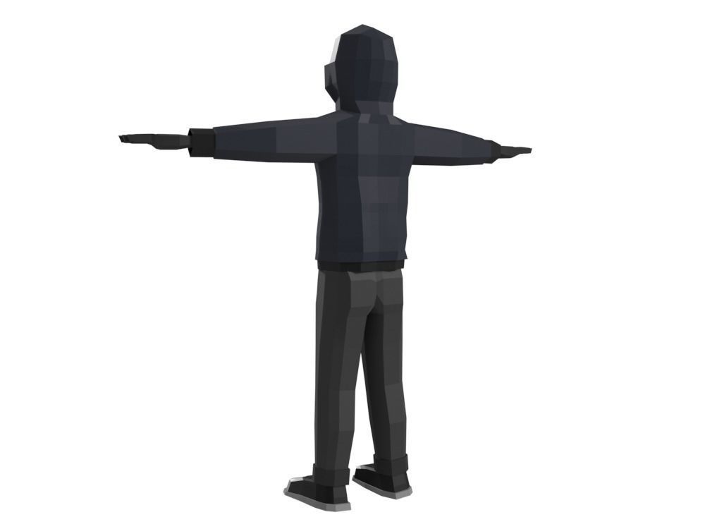 Low-Poly Hacker Anonymous Low Poly 3D rigged model Cartoon Low-poly 3D model_11