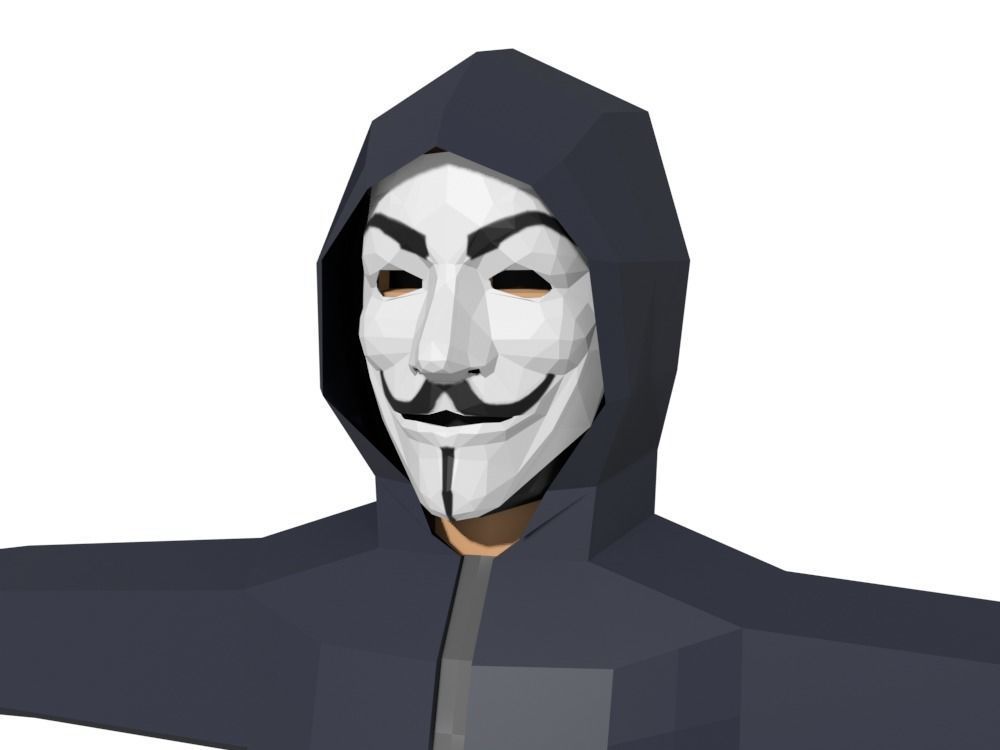 Low-Poly Hacker Anonymous Low Poly 3D rigged model Cartoon Low-poly 3D model_2