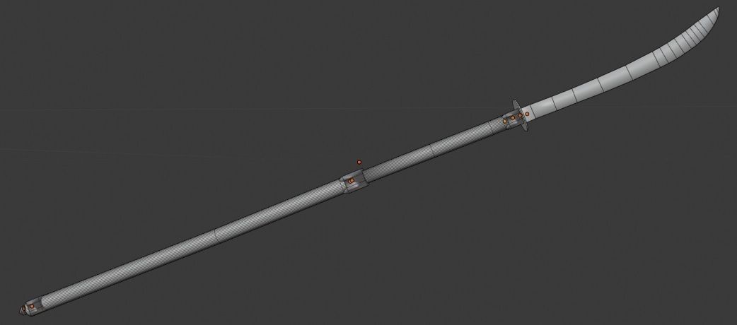 Naginata samurai sword 3D model_4