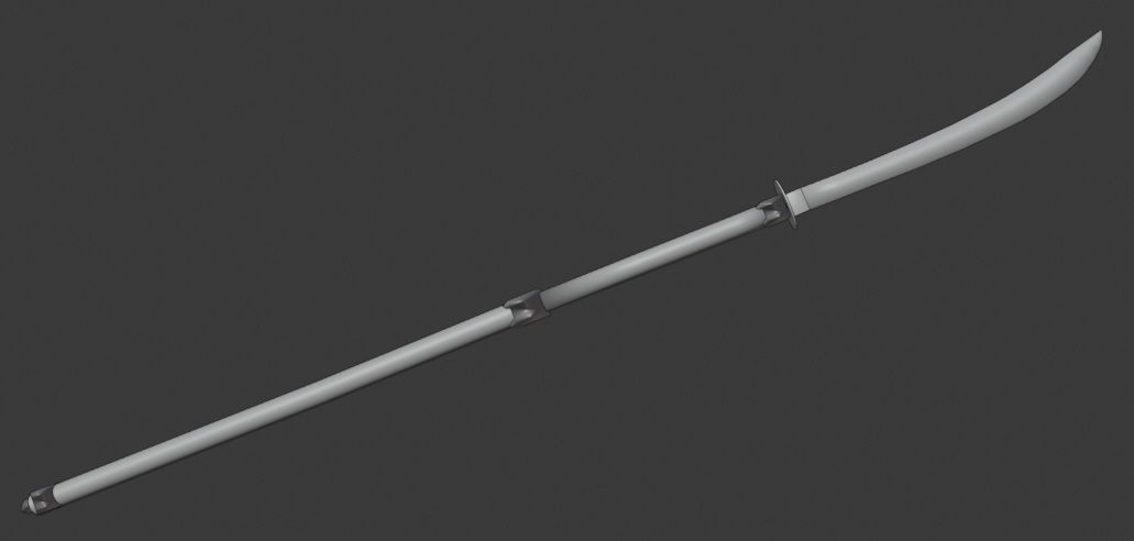Naginata samurai sword 3D model_3