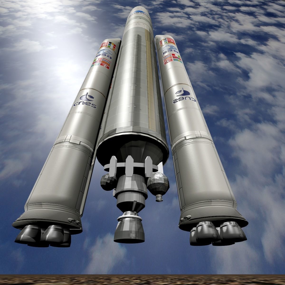 Rocket Ariane 5 ECA lowpoly Free low-poly 3D model_2