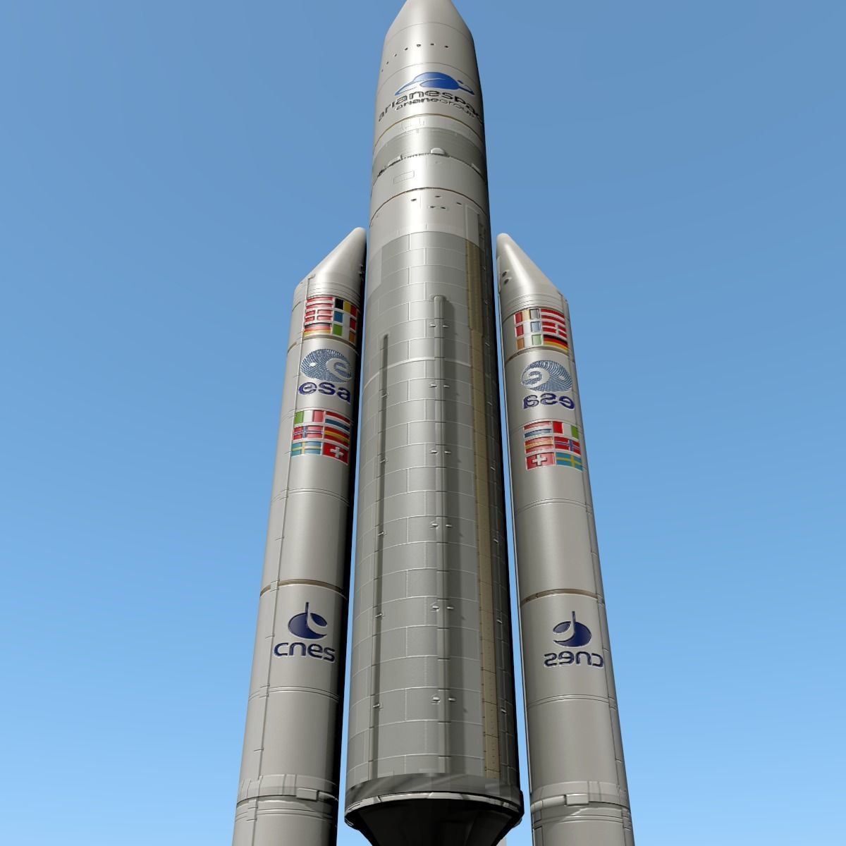 Rocket Ariane 5 ECA lowpoly Free low-poly 3D model_4