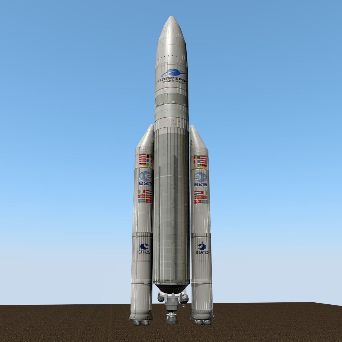 Rocket Ariane 5 ECA lowpoly Free low-poly 3D model_5