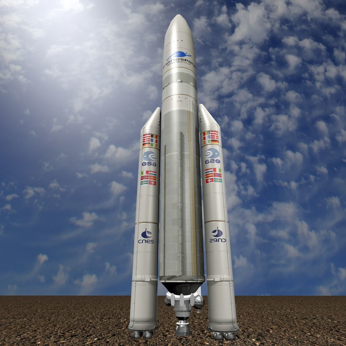 Rocket Ariane 5 ECA lowpoly Free low-poly 3D model_3