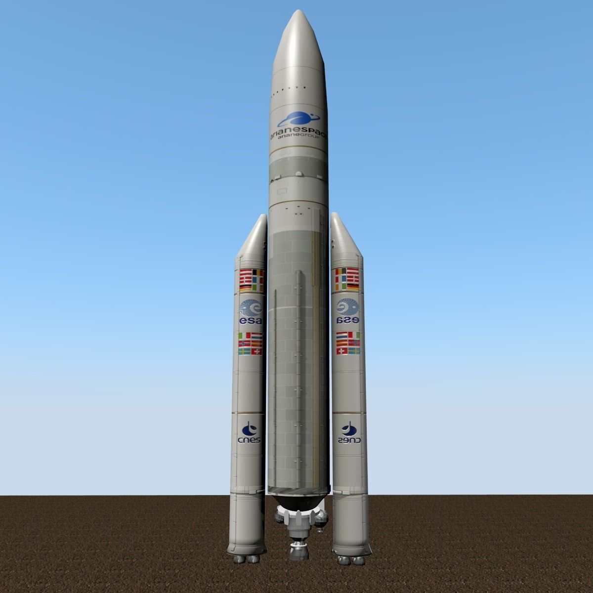 Rocket Ariane 5 ECA lowpoly Free low-poly 3D model_1