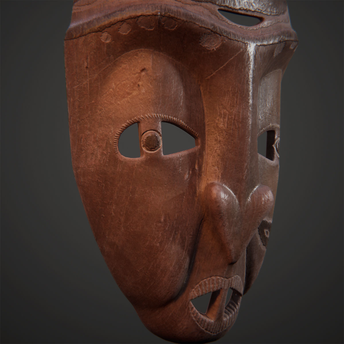 Voodoo mask Low-poly 3D model_3