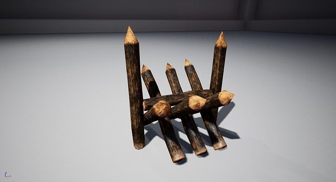 Medieval Wooden Barricade Low-poly 3D model