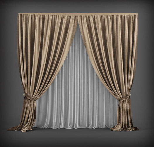 Curtain 3D model 3 set of curtains 3D model