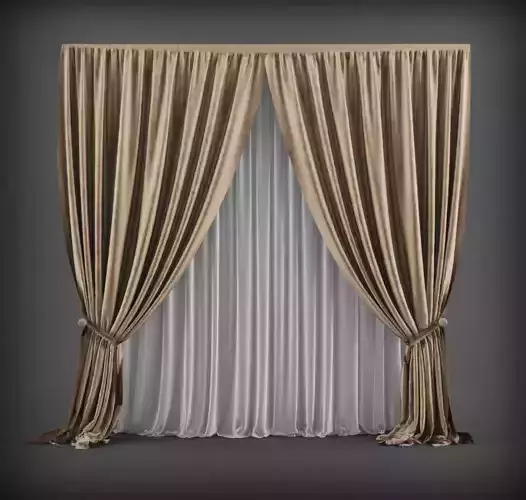Curtain 3D model 3 set of curtains 3D model