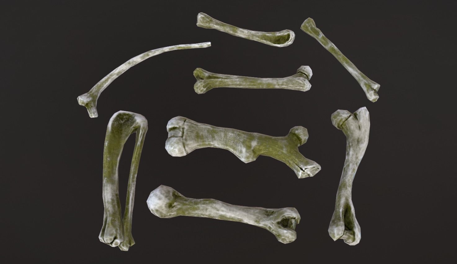 Stylized Skulls and bones pack Low-poly 3D model_20