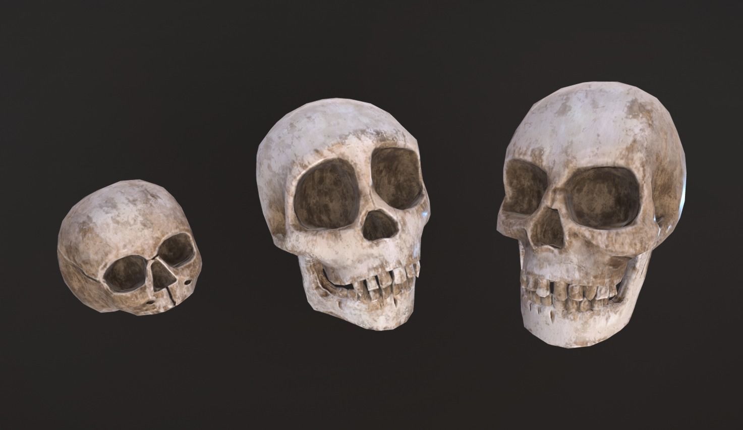 Stylized Skulls and bones pack Low-poly 3D model_24