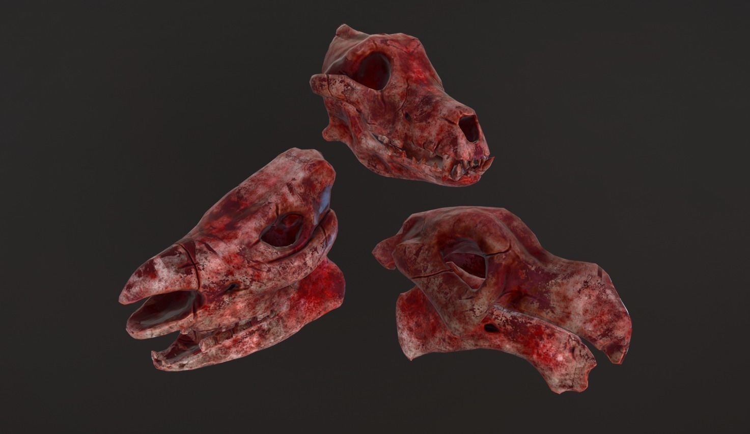 Stylized Skulls and bones pack Low-poly 3D model_7