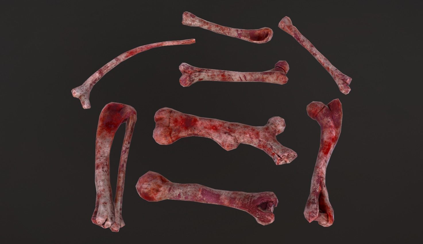 Stylized Skulls and bones pack Low-poly 3D model_17