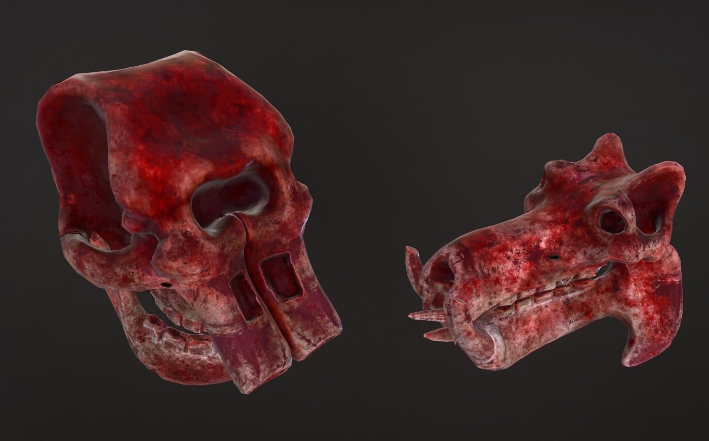 Stylized Skulls and bones pack Low-poly 3D model_12