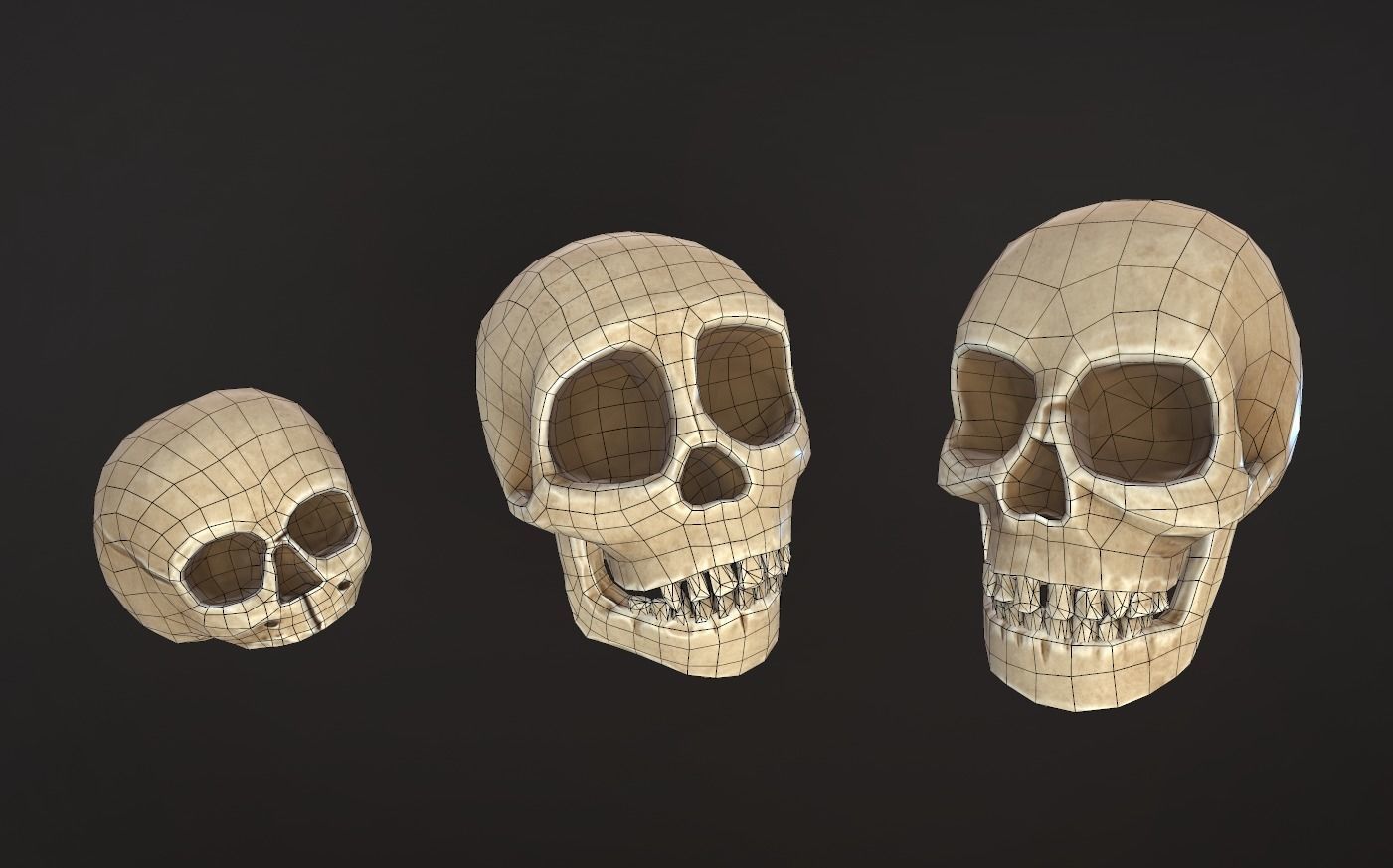 Stylized Skulls and bones pack Low-poly 3D model_26