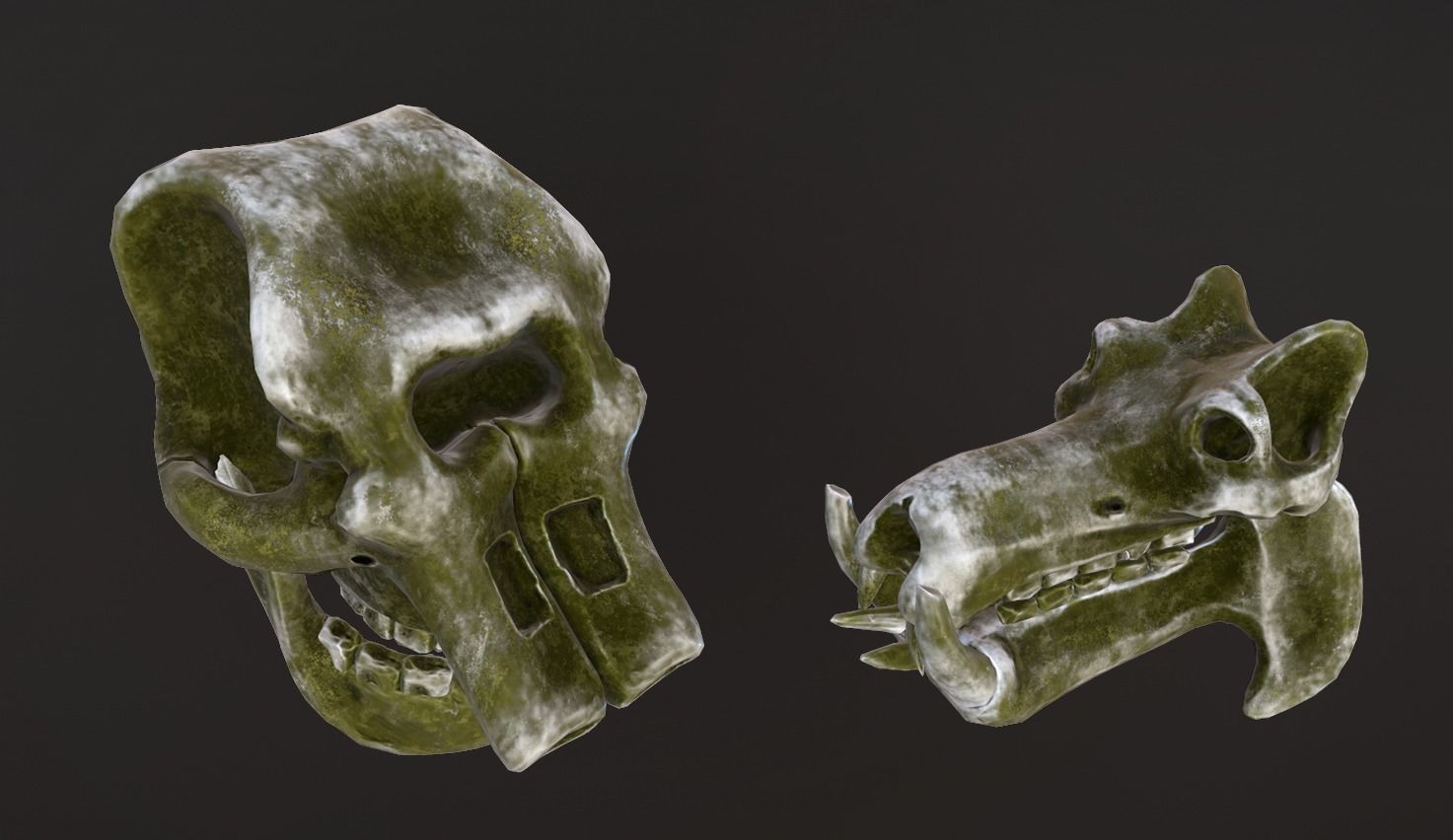 Stylized Skulls and bones pack Low-poly 3D model_15