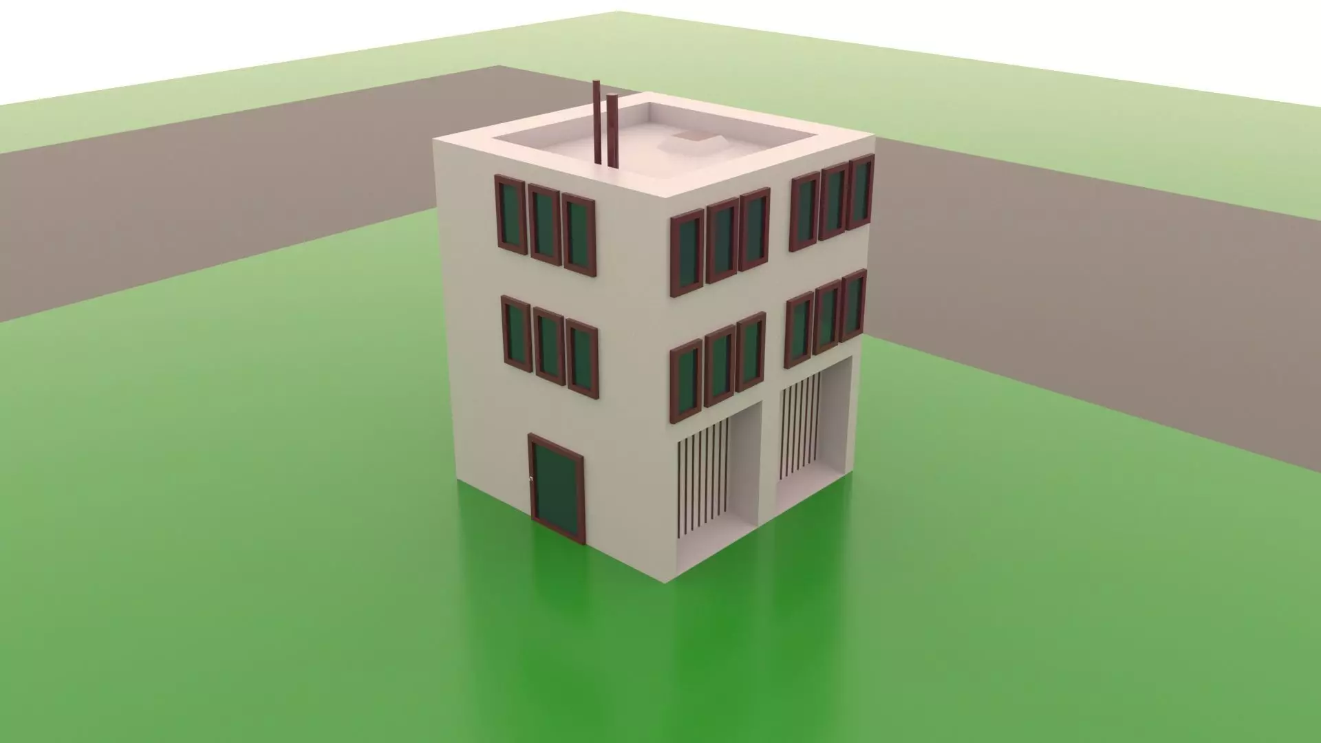 Low poly building garage downstairs Free low-poly 3D model