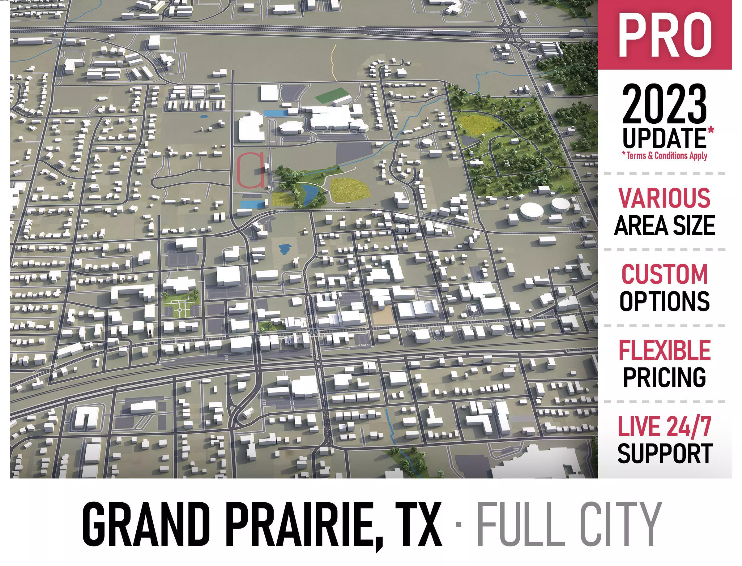 Grand Prairie Low-poly 3D model_0