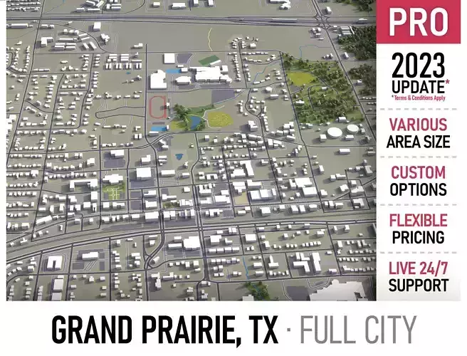 Grand Prairie Low-poly 3D model
