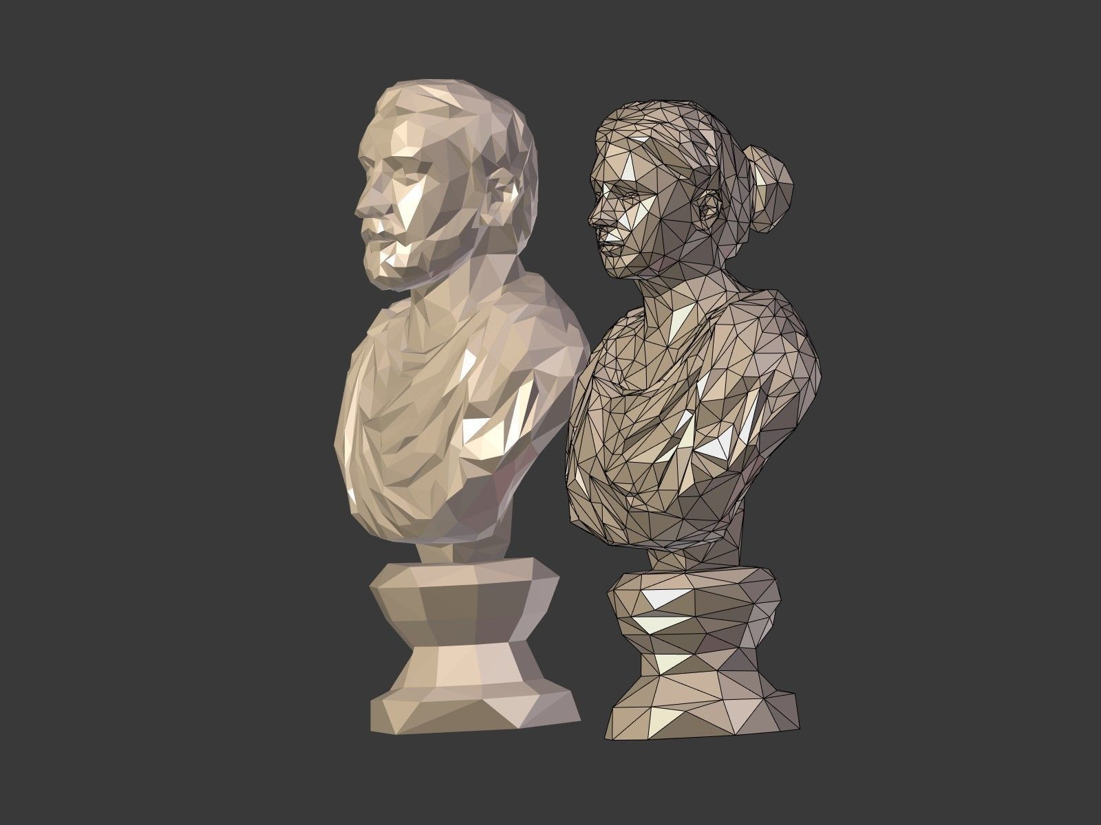 Low Poly busts Low-poly 3D model_5