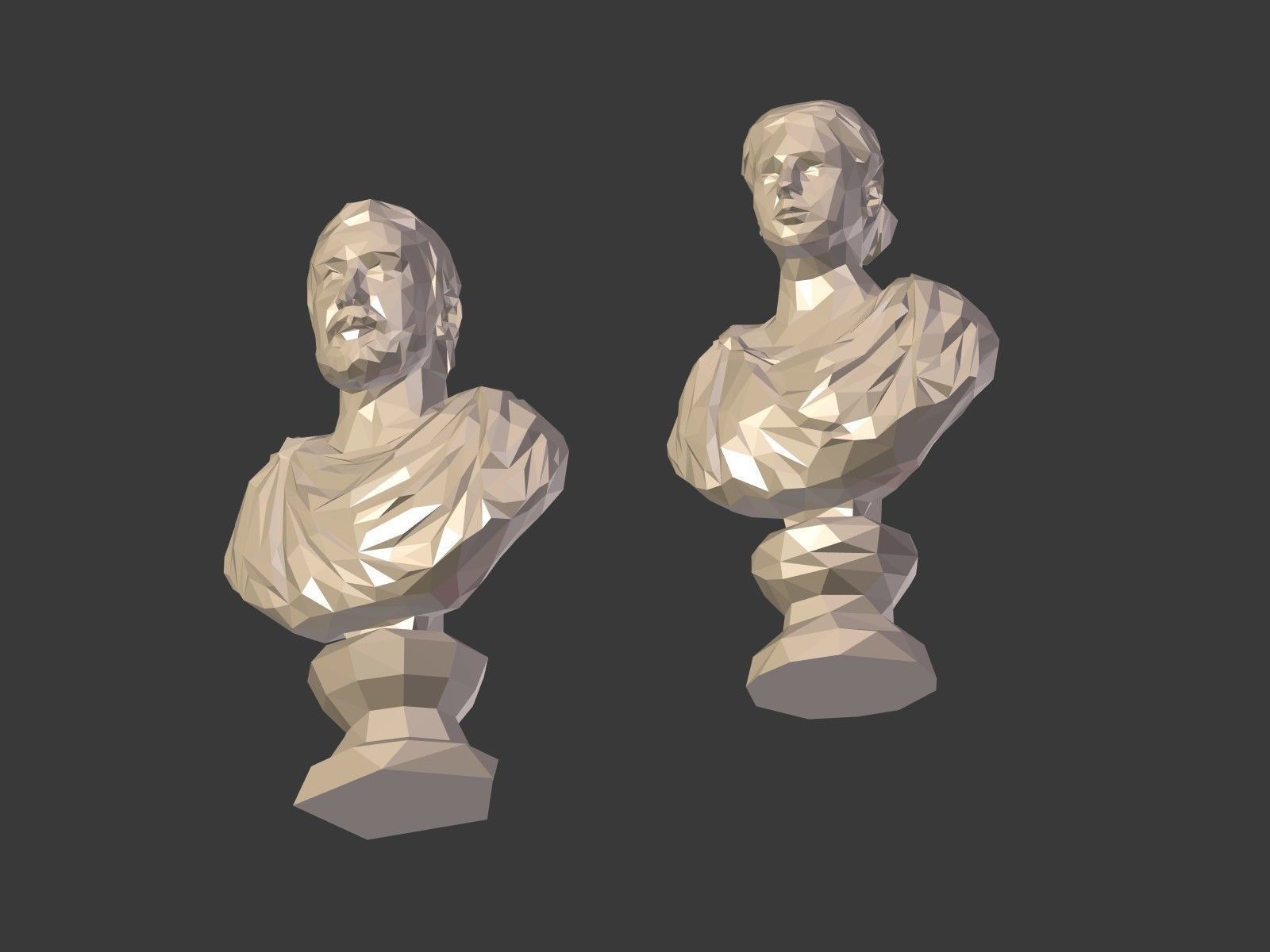 Low Poly busts Low-poly 3D model_11