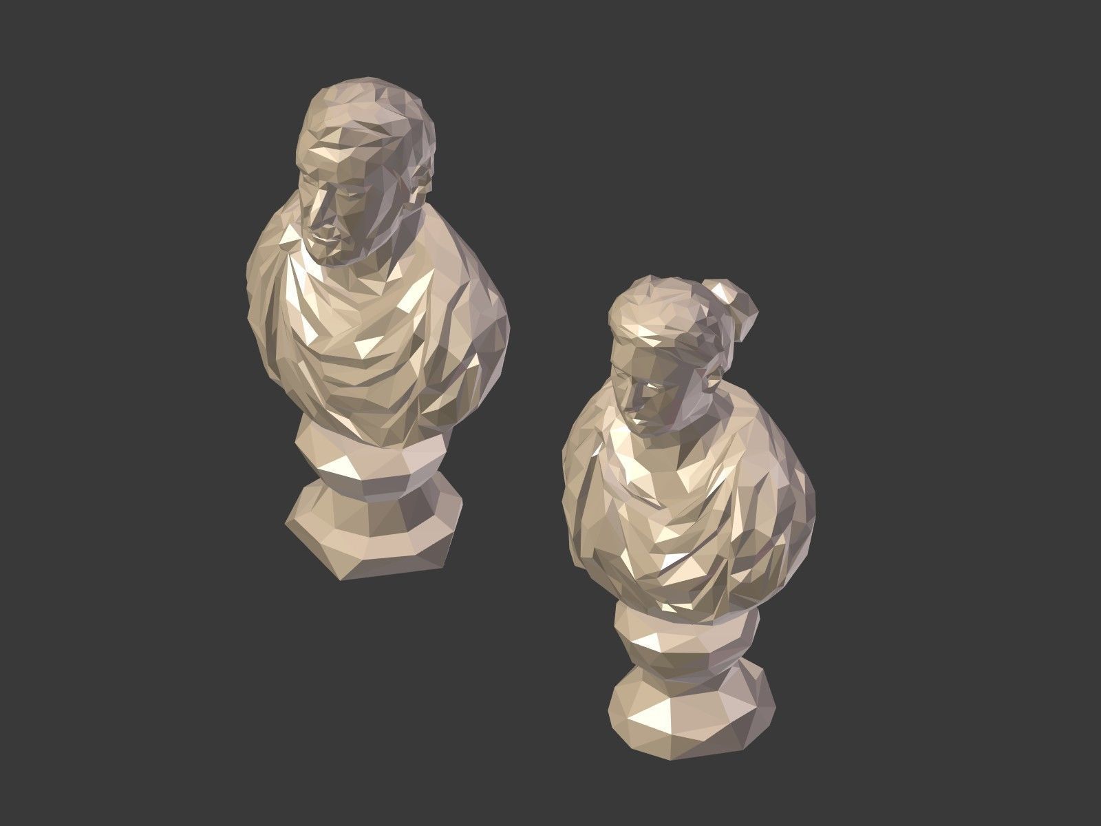 Low Poly busts Low-poly 3D model_10