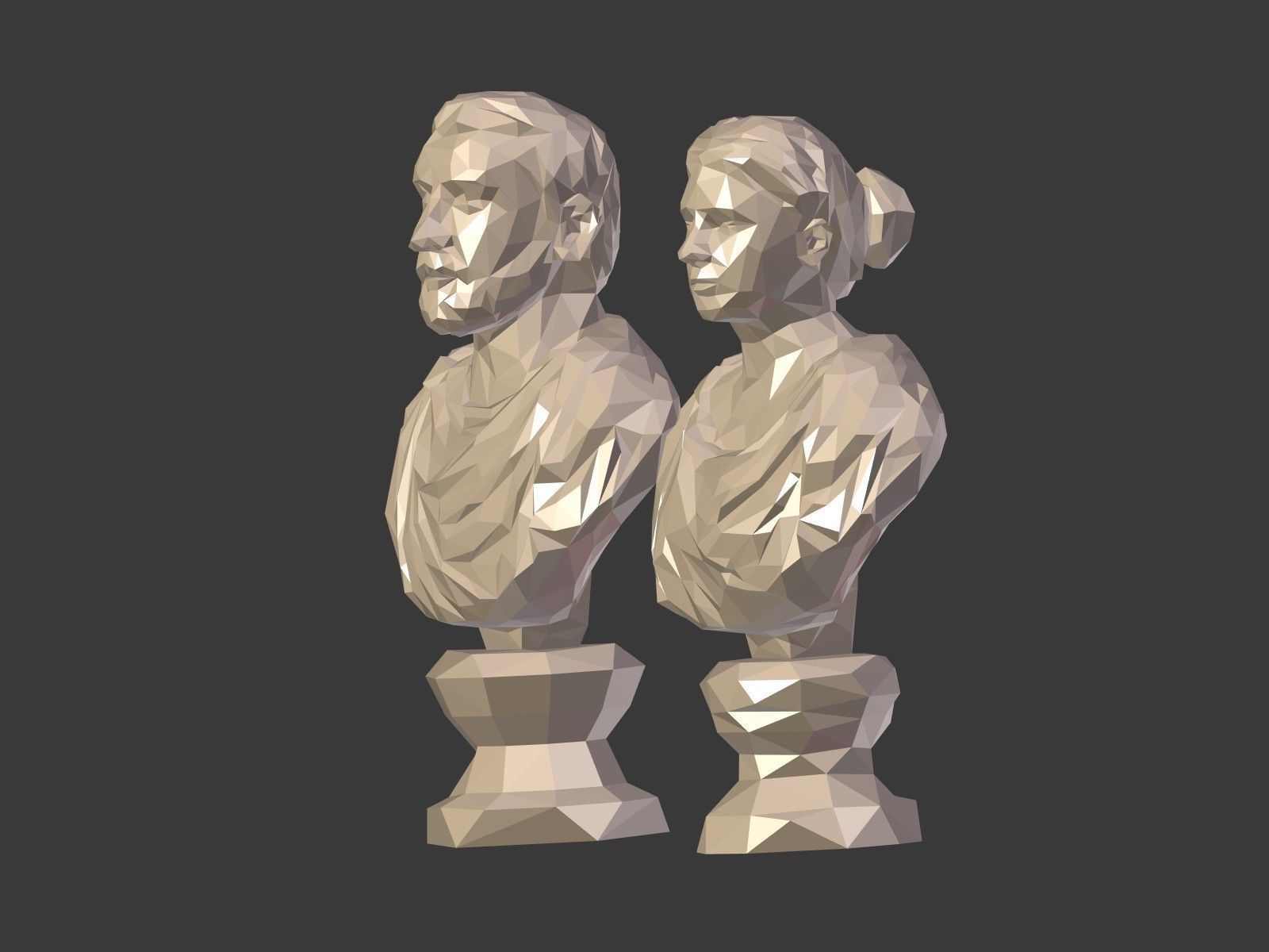 Low Poly busts Low-poly 3D model_4