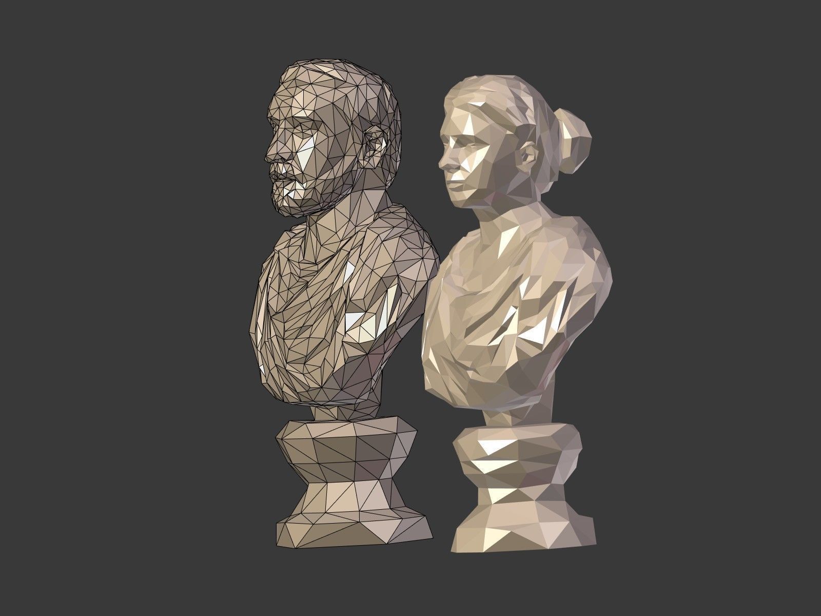 Low Poly busts Low-poly 3D model_6