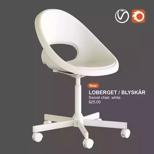 LOBERGET  BLYSKAR Swivel chair white 3D model