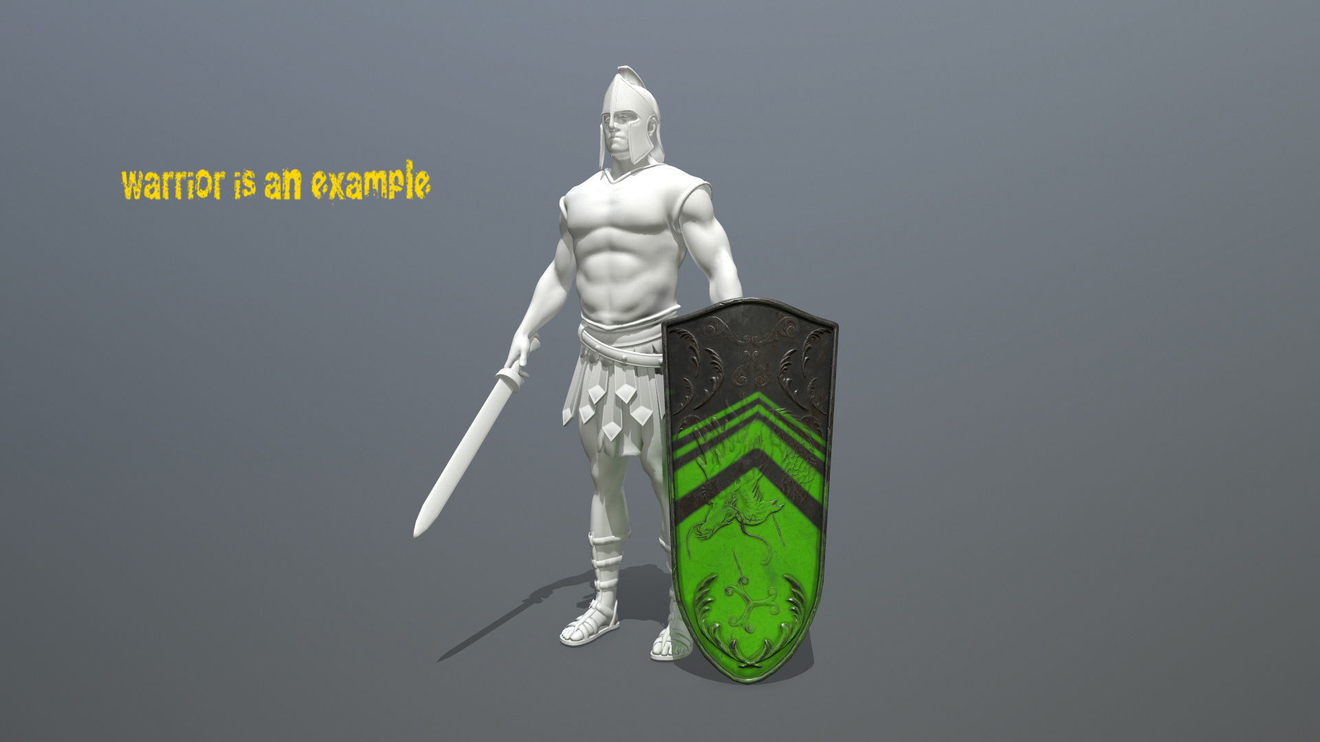 shield set man holding sword and Low-poly 3D model_9