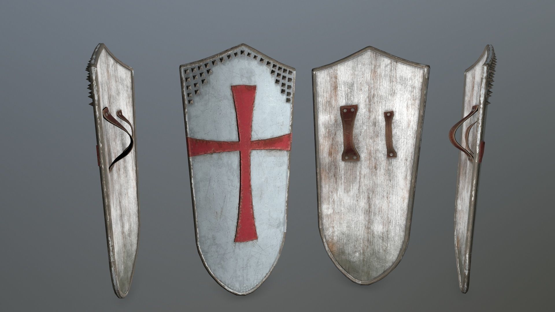 shield set man holding sword and Low-poly 3D model_2