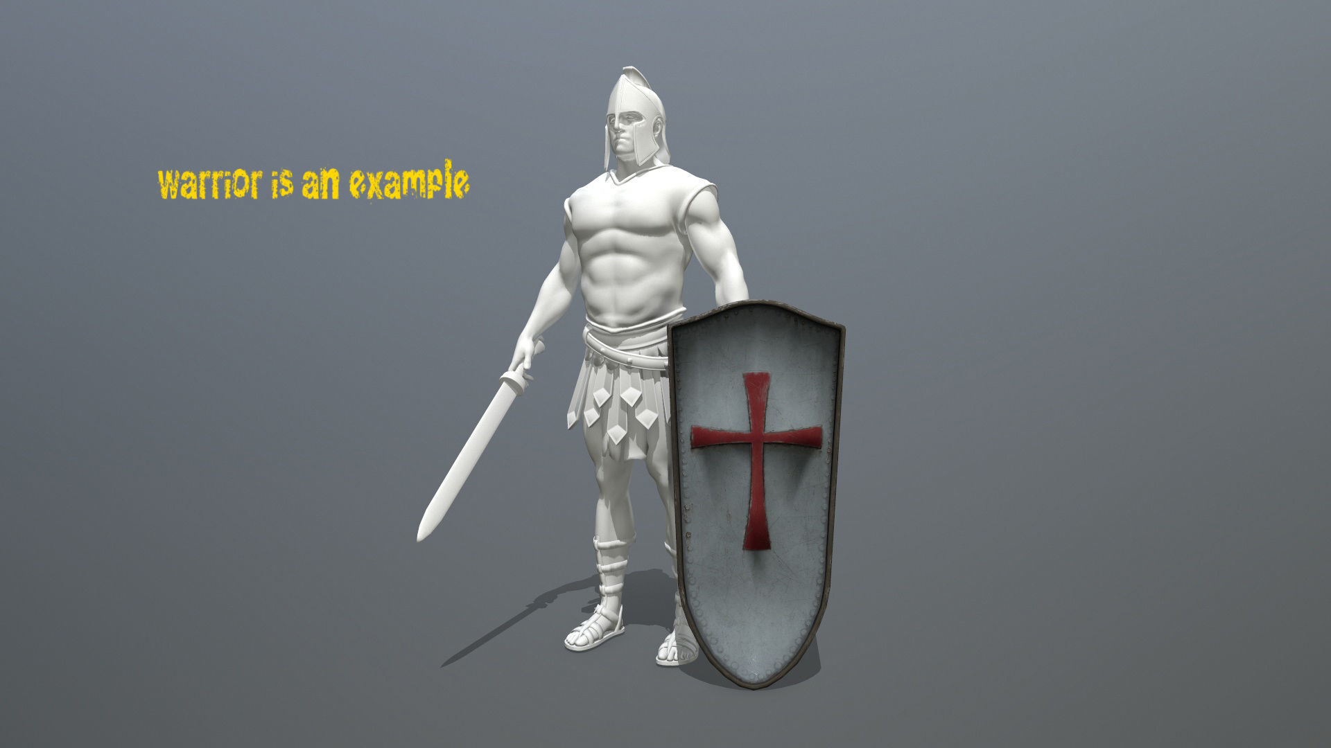 shield set man holding sword and Low-poly 3D model_12