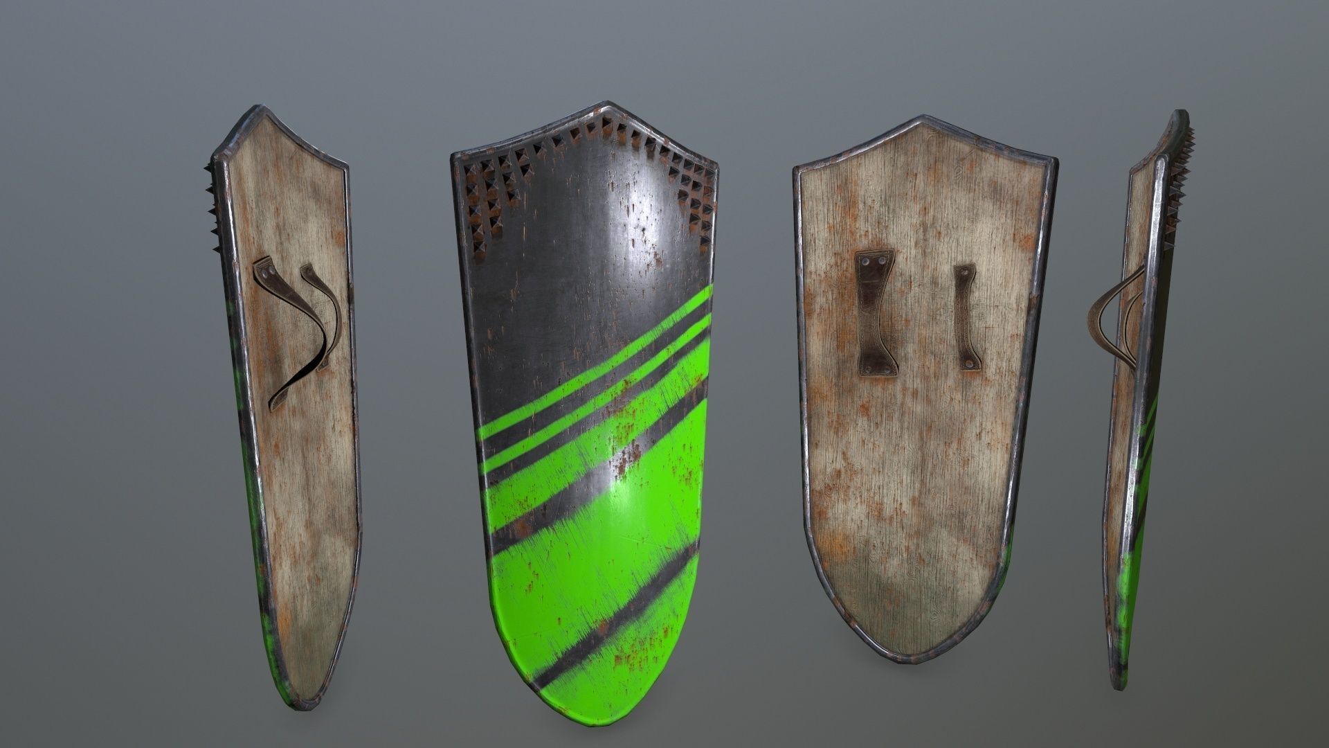 shield set man holding sword and Low-poly 3D model_1