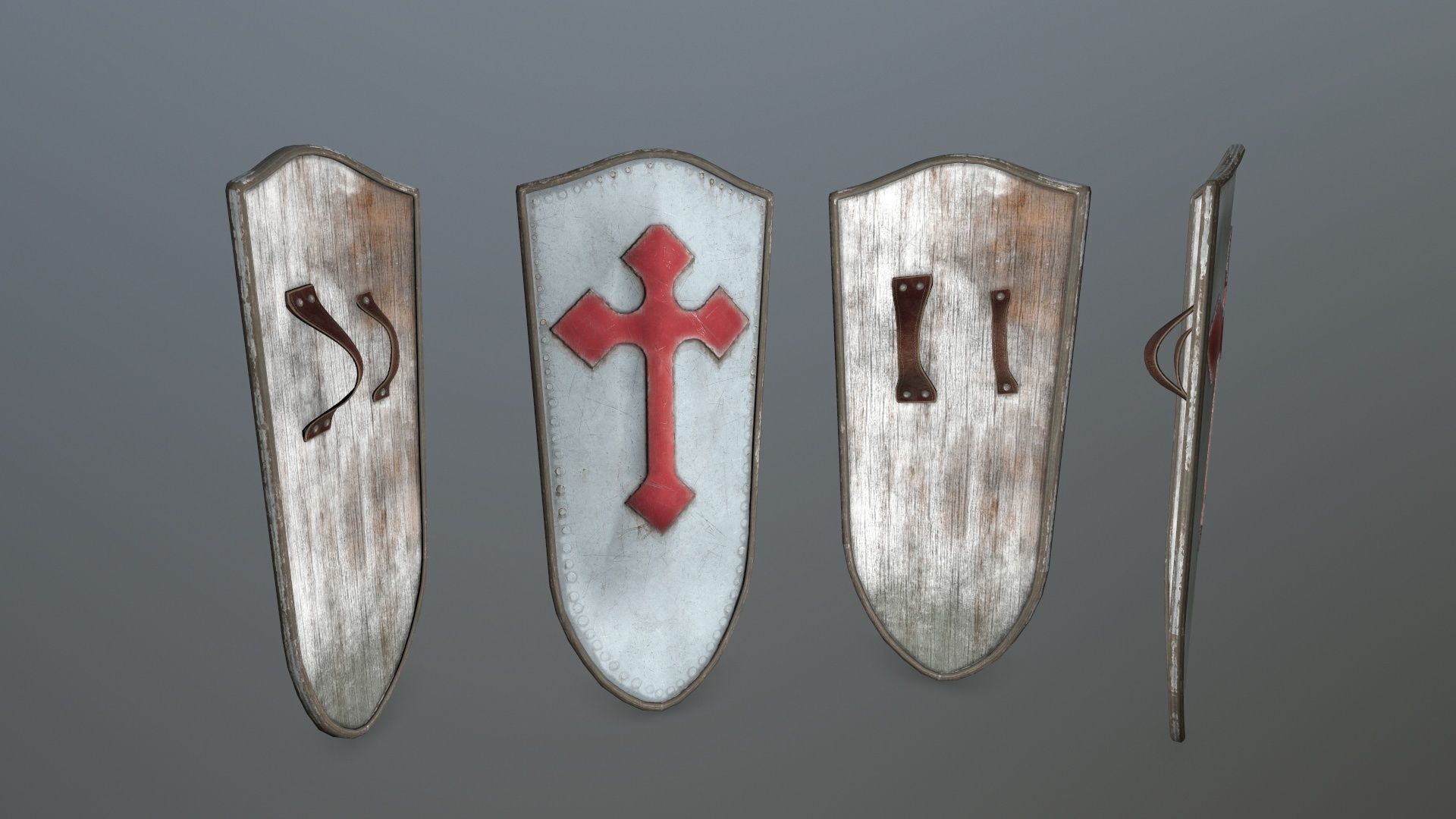 shield set man holding sword and Low-poly 3D model_8