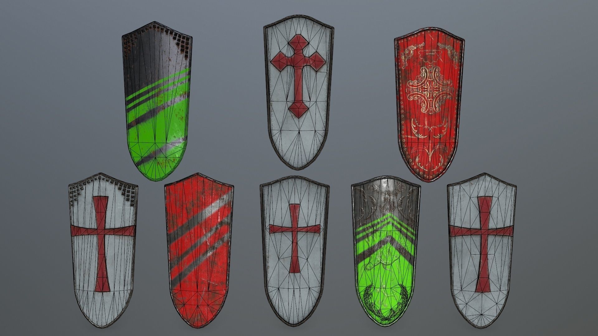 shield set man holding sword and Low-poly 3D model_17