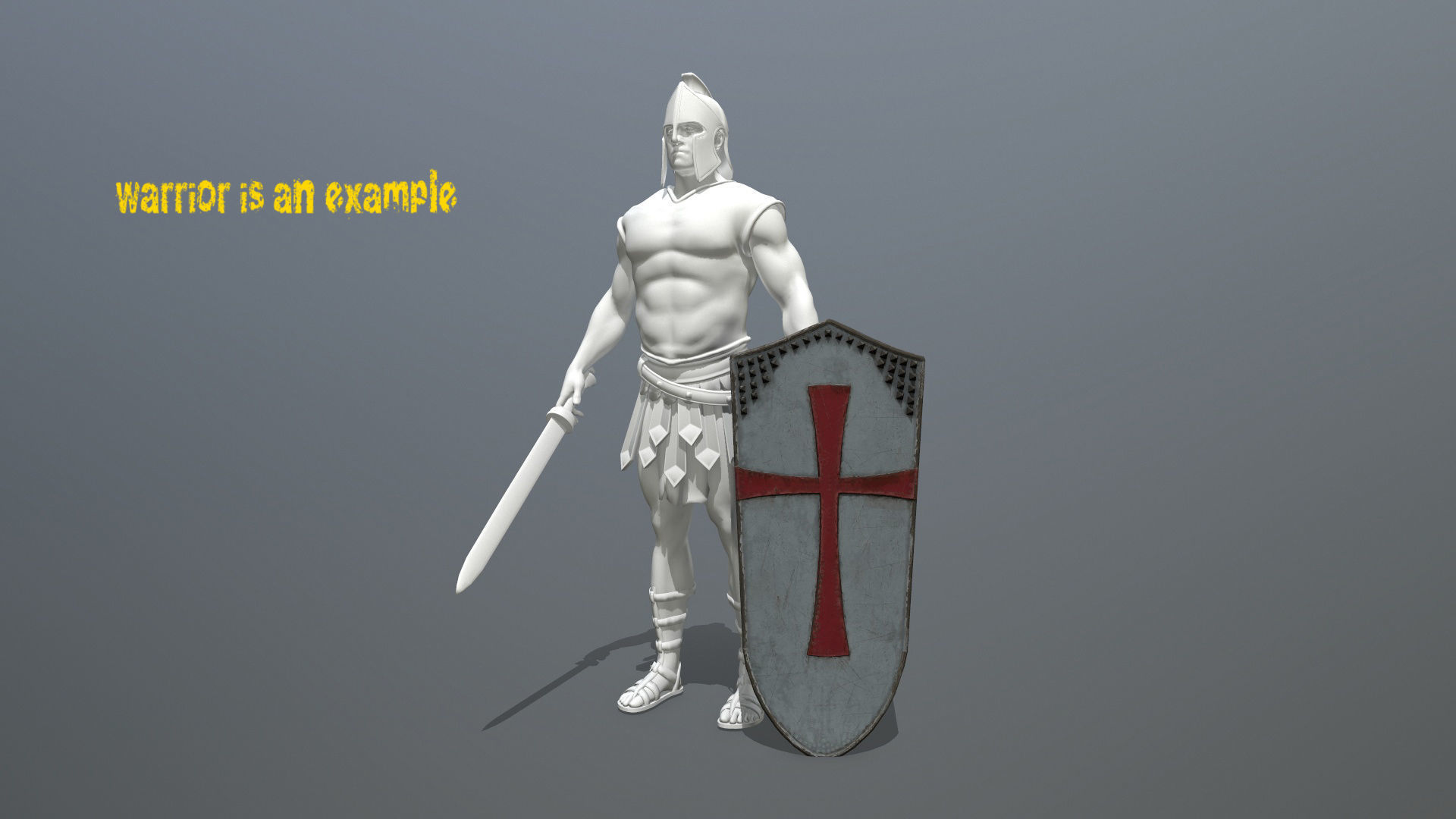 shield set man holding sword and Low-poly 3D model_10