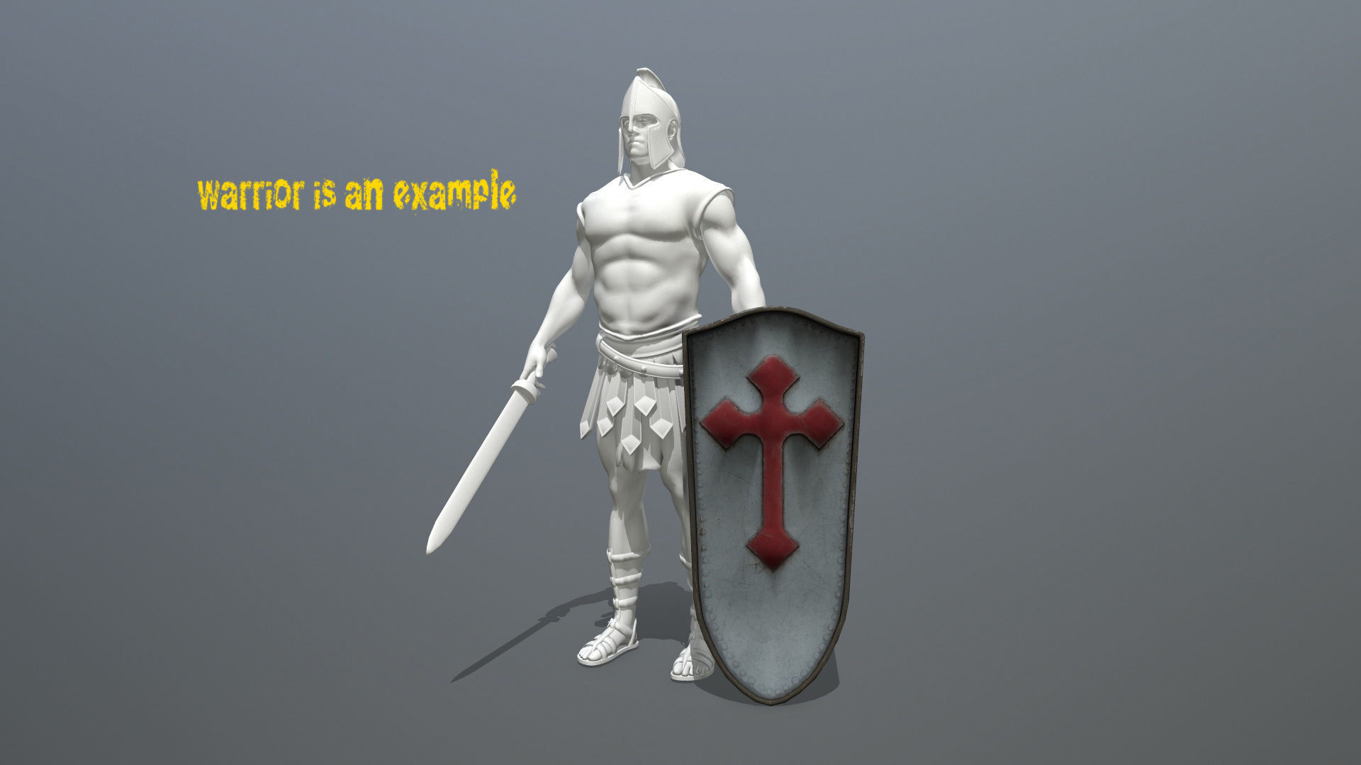 shield set man holding sword and Low-poly 3D model_16
